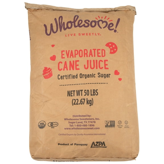Bulk Wholesome! Cane Sugar, Evaporated Cane Juice, 50 Lb