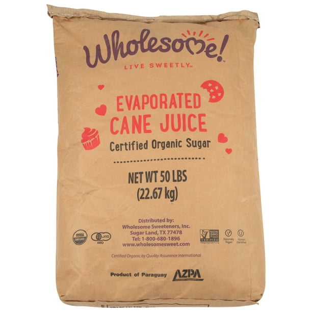 Bulk Wholesome! Cane Sugar, Evaporated Cane Juice, 50 Lb