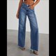 thumbnail image 5 of Pantalones Vaqueros de Pierna para Mujer, Cintura Alta, Elásticos, con Dobladillo Sin Rematar Azul Oscuro M, 5 of 7