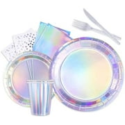 177-Pc Iridescent Party Set: 9" plates/cups — perfect for parties/events. $Home Decor, Kitchen, & Other