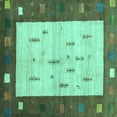 thumbnail image 1 of Ahgly Company Machine Washable Indoor Square Abstract Turquoise Blue Contemporary Area Rugs, 5' Square, 1 of 4