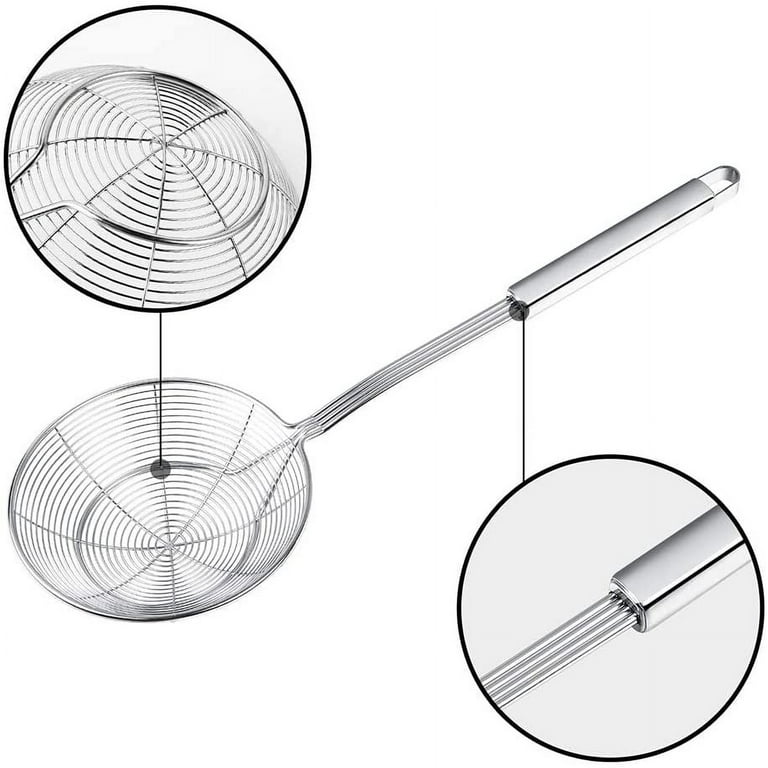 Swify Spider Strainer Set of 3 Asian Strainer Ladle Stainless Steel Wire Skimmer  Spoon with Handle for Kitchen Frying Food, Past