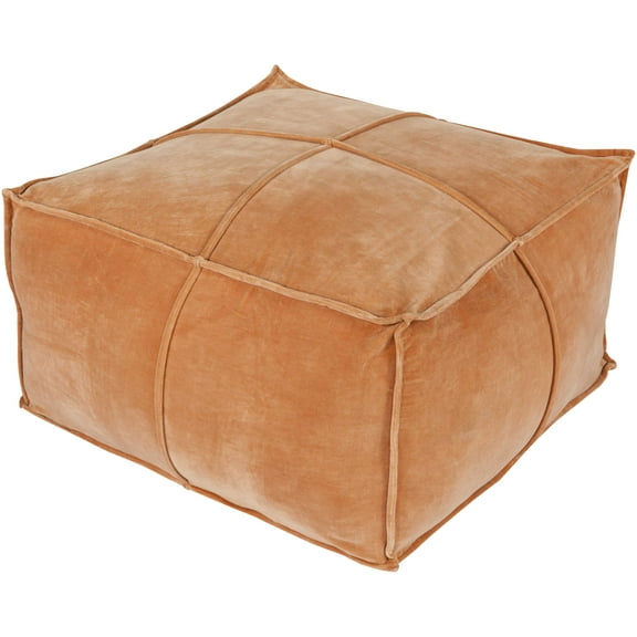 Mark&Day Pouf Ottoman, Hafnerbach Solid and Border Burnt Orange Rectangle Pouf Foot Rest for Living Room, Bedroom and Boho Home Decor (13"x24"x24")
