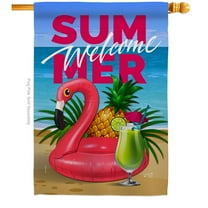 Angeleno Heritage H137116-BO Summer Welcome Fun Summertime & Sun 28 x 40 in. Double-Sided Decorative Vertical House Flags for Decoration Banner Garden Yard Gift
