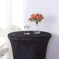 thumbnail image 4 of Balsa Circle Black Round Fitted Cocktail Table Cover Crushed Velvet Tablecloth Party Events Decorations Supplies, 4 of 8