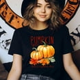 thumbnail image 3 of Pumpkin Spice and Everything Nice T-Shirt | Fall Pumpkin Leaves Graphic Tee for Women, Maroon, Size XL, 3 of 6