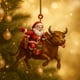 thumbnail image 1 of Seyotauo Christmas Tree Ornament Santa Claus Riding Bull Pendant – Christmas Holiday Decor, Christmas Tree Hanging Decoration for Family & Friends, Collectible Ornament, 1 of 6