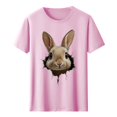 thumbnail image 4 of Tops de Cuello Alto para las Mujeres Amante Impreso Camiseta Cuello Redondo Manga Corta, Poliéster Spandex, 4 of 7