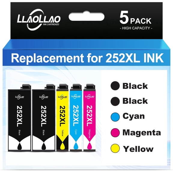 LLAOLLAO Ink Compatible for Epson 252 Ink for 252XL Ink Cartridges Combo Pack