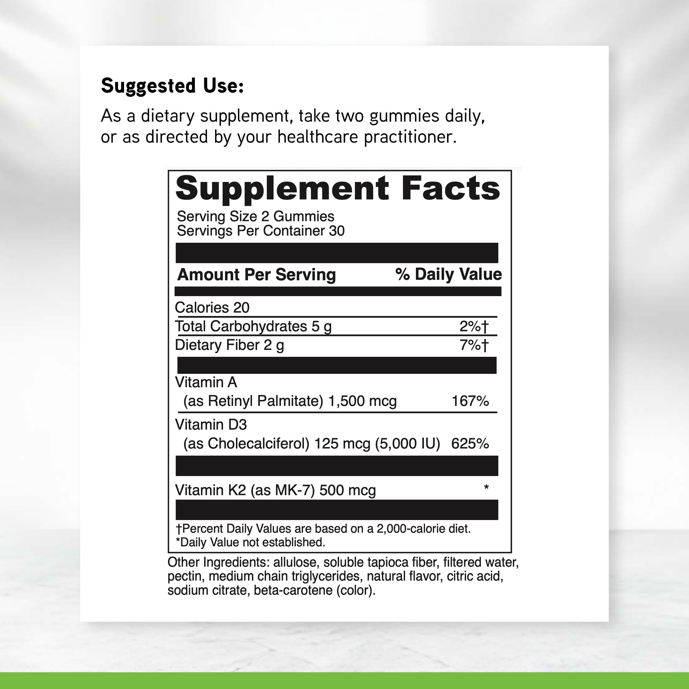 DaVinci Labs ADK Gummies Sugar-Free, Pineapple Flavored Allulose Gummy Vitamin Supports Bone, Heart, and Immune Health Vegetarian, Gluten-Free, 60 Count