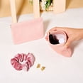thumbnail image 3 of 2Pcs Makeup Bag for Purse 110x100mm Pink Imitation Leather Waterproof Cosmetic Accessories Organizer, 3 of 4