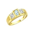 thumbnail image 3 of RYLOS Men's Rings Yellow Gold Plated Silver Classic 6X4MM Oval Gemstone & Diamond Ring Aquamarine March Birthstone Rings For Men, Silver Rings, Size 12, 3 of 7