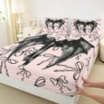 thumbnail image 4 of Feelyou Gothic Dreamy Angel Twin Sheet Sets for Kids, Cute Ribbon Bow-tie Twin Fitted Sheet, Kawaii Pink Cartoon Flat Sheet, Lightweight Room Decor, 3pcs, 4 of 8