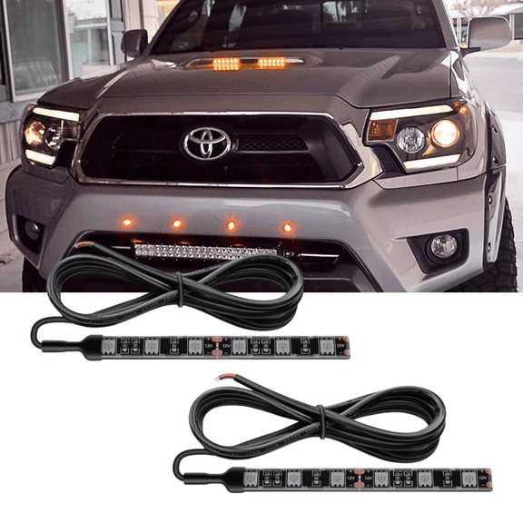 2Pcs Waterproof Flexible Amber Led Light Strip, 12V 9-5050-SMD Led Strip for Motorcycle Turn Signal Backup License Plate, Universal Light Strip for Motorcycle ATV UTV