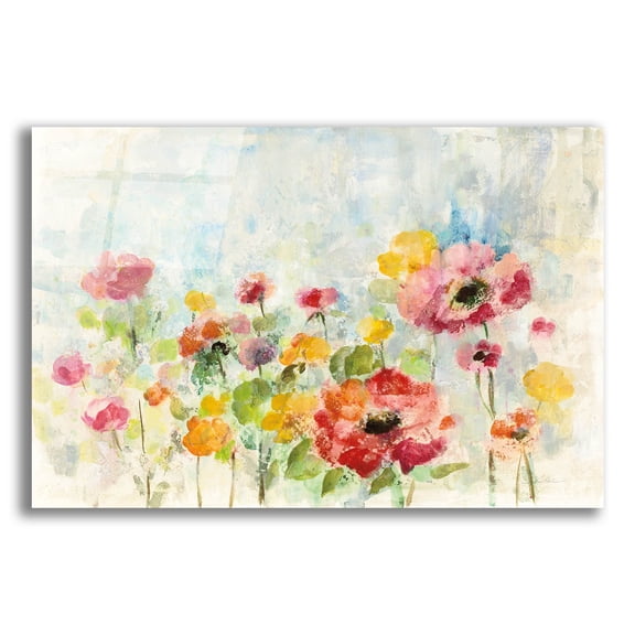 Epic Art 'Summer Rain Floral' by Silvia Vassileva, Acrylic Glass Wall Art, 16"x12"