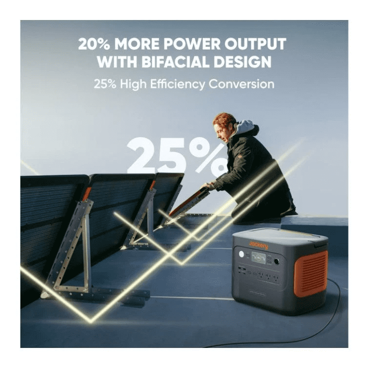Restored Jackery SolarSaga 100W Prime Solar Panel - Bifacial-Flexible - Outdoor - Black (Refurbished)