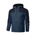 thumbnail image 2 of Men's Waterproof Windproof Outdoor Colorblock Zip-Up Jacket with Zipper Pockets (for Hiking & Camping), Navy Blue, Size M, 2 of 5