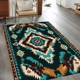 thumbnail image 4 of 2.7x5 Area Rugs, Southwestern Green Non-Skid Rubber Backing Large Rectangle Rugs - Living Room Bedroom Home Office, Boho Vintage Ethnic Geometric Indoor Floor Mat Carpets Washable Rug, 4 of 9