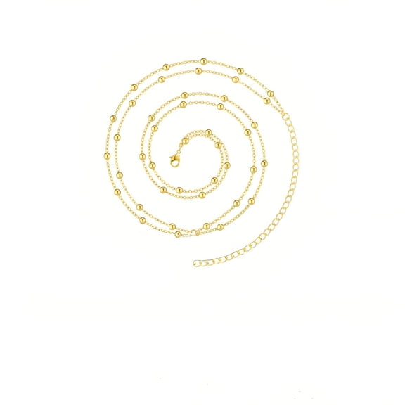 FARONZE Round Bead Gold Body Chain for Women, Gold, 35 Inches, sexy and fashionable