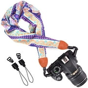 Wolven Soft Scarf Camera Neck Shoulder Strap Belt Compatible with All DSLR/SLR/Digital Camera (DC) / Instant Camera Etc, Purple FloralPattern