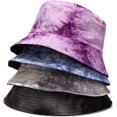 thumbnail image 6 of CoCopeaunts Reversible Buckets Hat Women Autumn Winter Multicolor MenTie Dye Bucket Caps Double-Faced Wear Cotton Fisherman Caps, 6 of 8