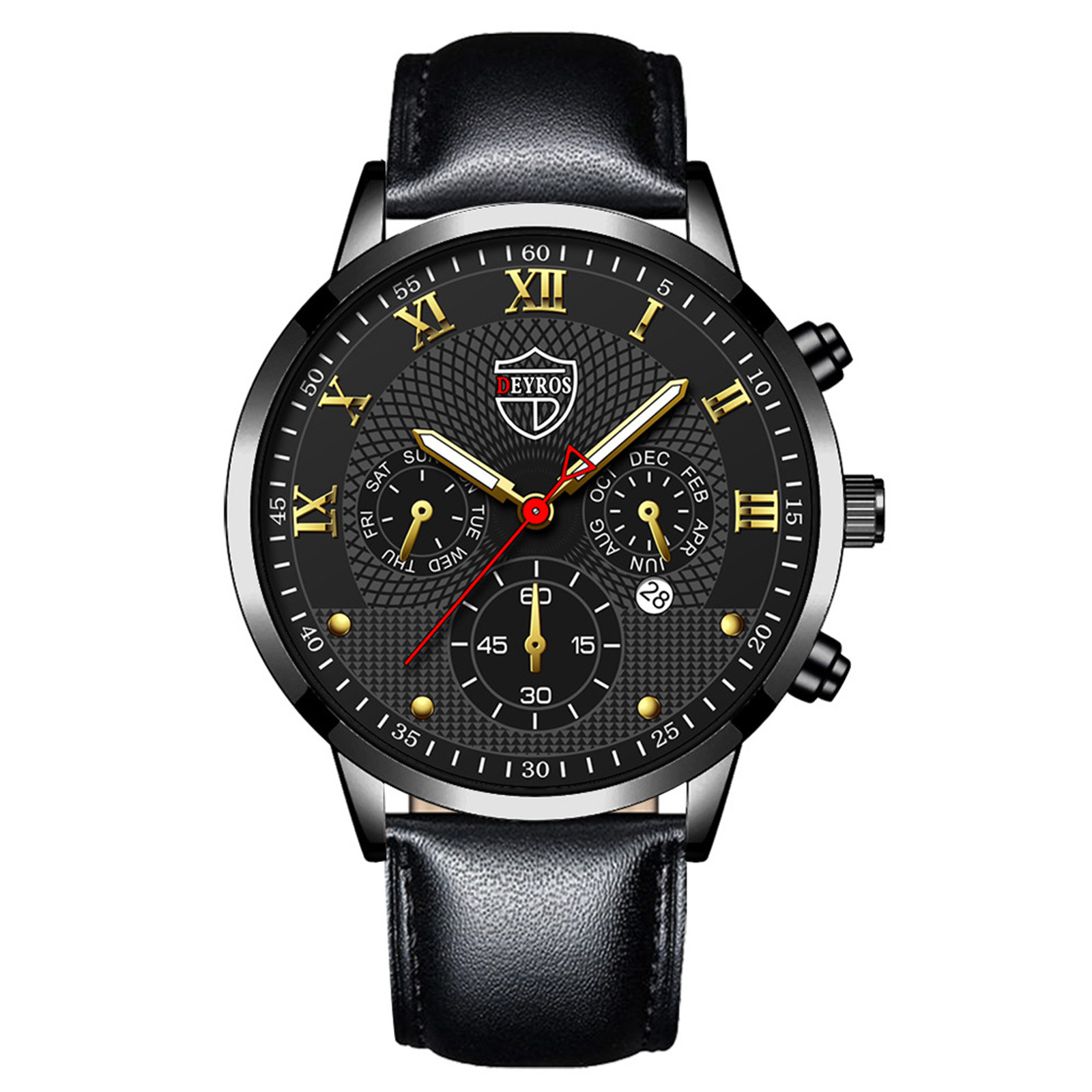 Veki Mens Watches Casual Leather Analog Quartz Watch Men Wristwatch