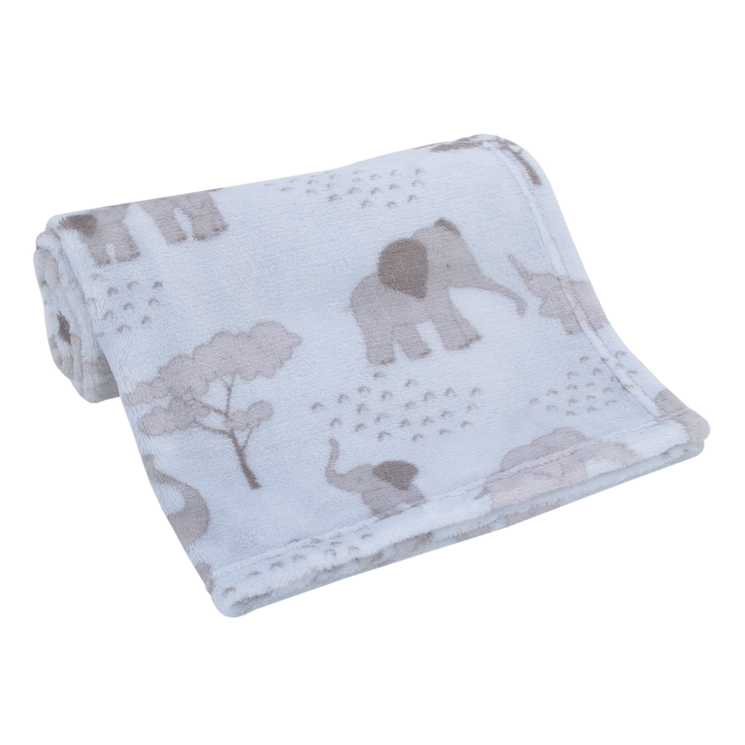 Carousel Designs Gray Woodland Blanket with Navy Faux Fur