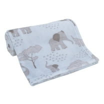 Little Love By Nojo Super Soft Blue And Grey Elephant Plush Baby Blanket