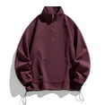 thumbnail image 2 of AWZXDE Men's Solid Color Relaxed Half Zip Stand Collar Sweatshirt with Pockets, Pullover Jacket Purple,M, 2 of 4