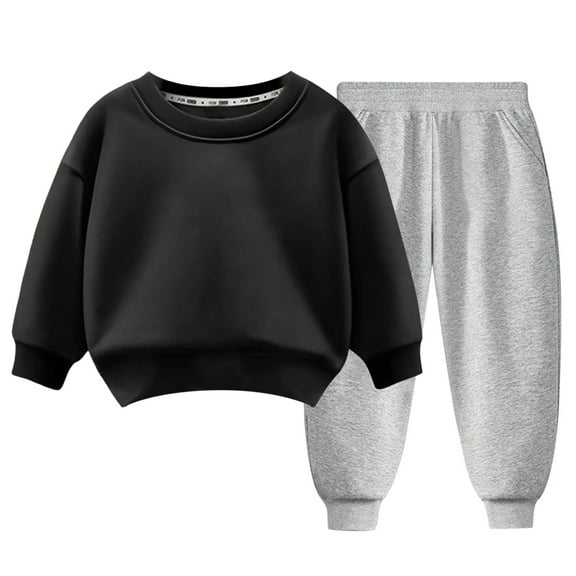 Hessimy Toddler Boys Girls Spring Summer Cute Cartoon Print 2Pcs Long Sleeve Sleepwear Pajamas, Cute Sleep Pattern(Black,7-8 Years)
