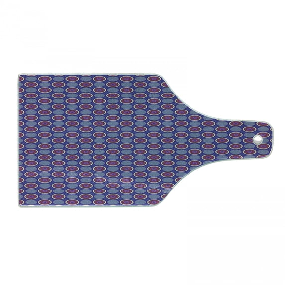 Geometric Cutting Board, Retro Inspired Symmetric Pattern with Abstract Rounds and Circles, Decorative Tempered Glass Cutting and Serving Board, in 3 Sizes, by Ambesonne