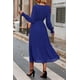 thumbnail image 2 of Vestido largo azul con escote en V, manga larga y estampado floral estilo bohemio PRETTYGARDEN talla L, 2 of 6