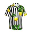 thumbnail image 2 of Bixox Men's Hawaiian Shirts Men's Lemons on Striped Print Short-Sleeve Shirt-3X-Large, 2 of 8
