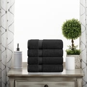 Superior Egyptian Cotton Heavyweight Hand Towel Set of 4, Black