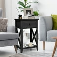 thumbnail image 4 of Costway Nightstand Sofa Side End Table W/ Drawer & Shelf Bedroom Black, 4 of 9