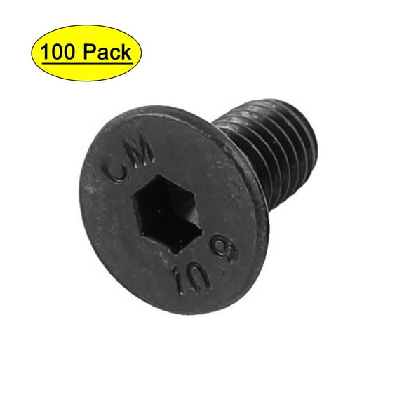 Unique Bargains 100Pcs Black M5 x 10mm Alloy Steel Hex Socket Flat Head Countersunk Screws Bolts
