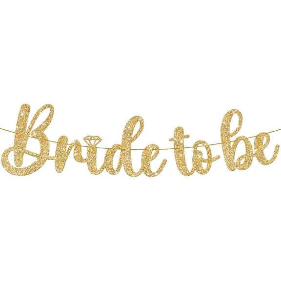 Gold Glitter Bride To Be Banner - 10 Feet, No DIY | Gold Bride to Be Sign for Bachelorette Party Decorations | Bridal Shower Banner for Bridal Shower Decorations | bride To Be decorations