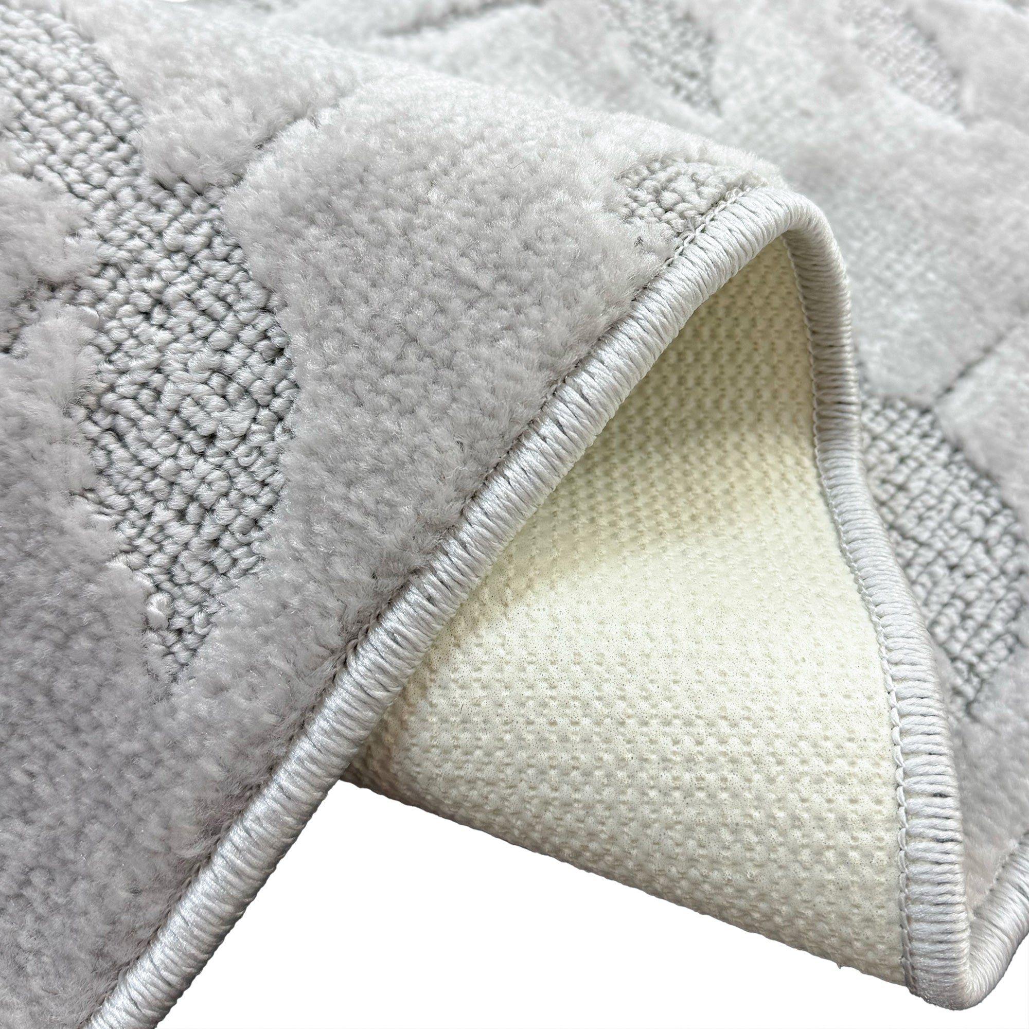 Custom Size Anti-Slip Washable Soft Pile Leaves Silver Carpet Runner Rugs ( 25' x 26")