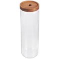 thumbnail image 1 of 1700ML Wooden Lid Candy Jar High Borosilicate Transparent Glass Storage Tank Portable Food Grain Container (9x30.5cm Random Pattern Lid), 1 of 9