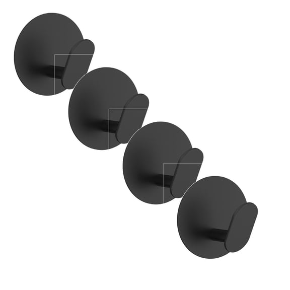 Self Adhesive Hooks,Heavy Duty Stick On Wall and Door Hooks for Hanging,Bathroom Towel Hooks and Kitchen Hallway Sticky Black Hooks,Coat Hooks Robe Hook Wall Mounted,Stainless Rustproo(Black,4 Pack)