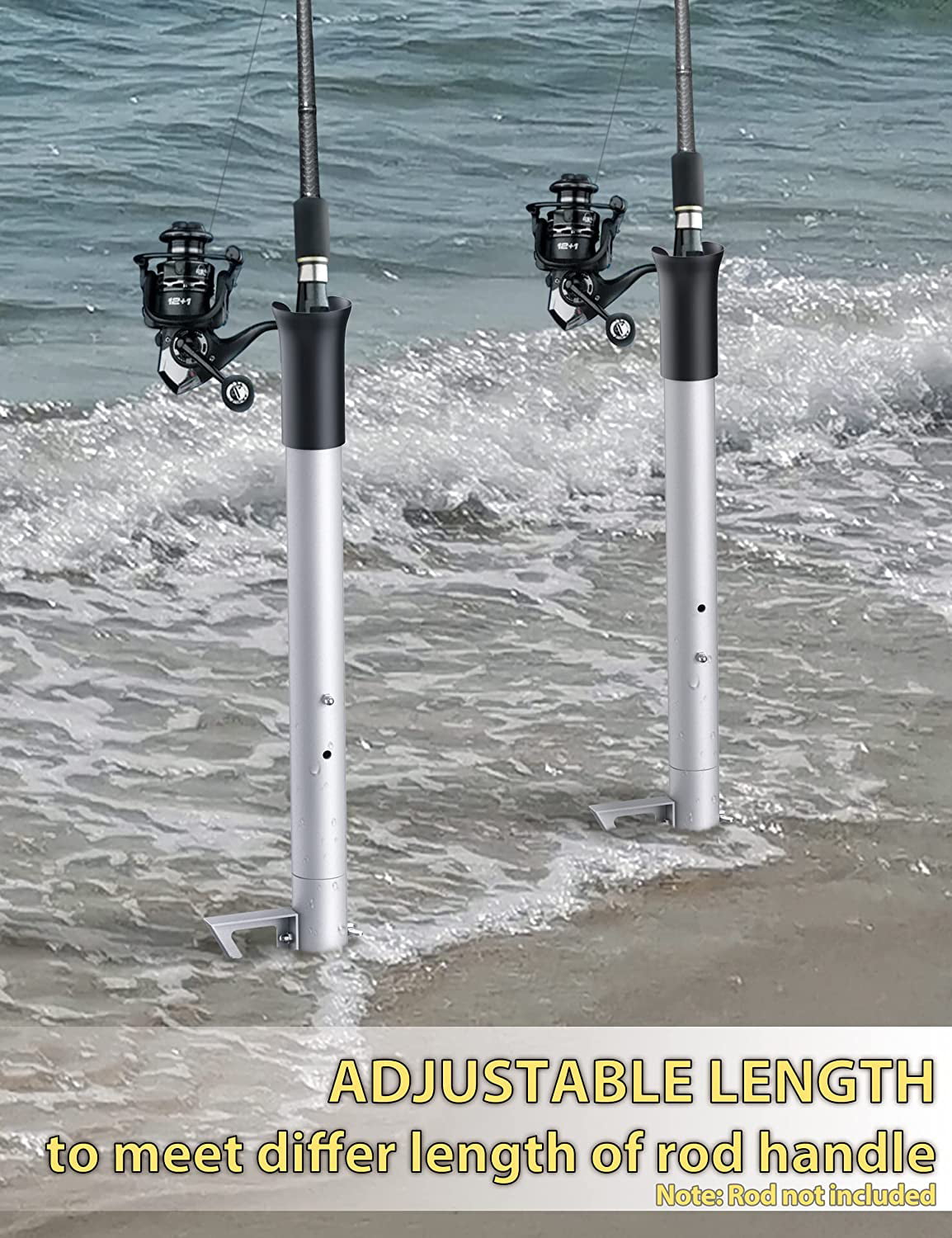 MUSVOH Sand Spike 51.4 Inches, Surf Fishing Rod Holder with Rubber