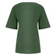 thumbnail image 4 of EHTMSAK Women Long Button Up Shirt Women's T-Shirts Size 5x Summer Ladies Short Sleeve Shirt Clearance Crew Neck Plus Size Dressy Tops for Women Cotton Linen Dressy Blouses Plus Size Army Green L, 4 of 4