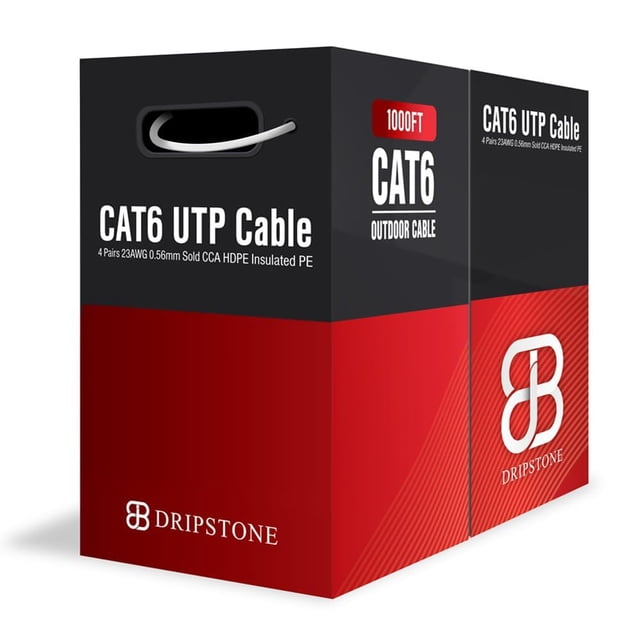 Cable Ethernet DRIPSTONE Cat6 impermeable con cubierta de PE, 305 m