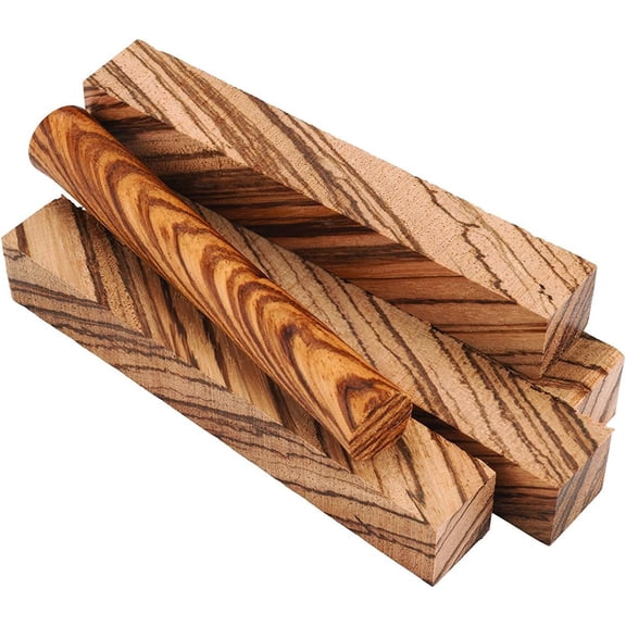 Diagonal Cut Zebrawood Pen Blank 5-Piece