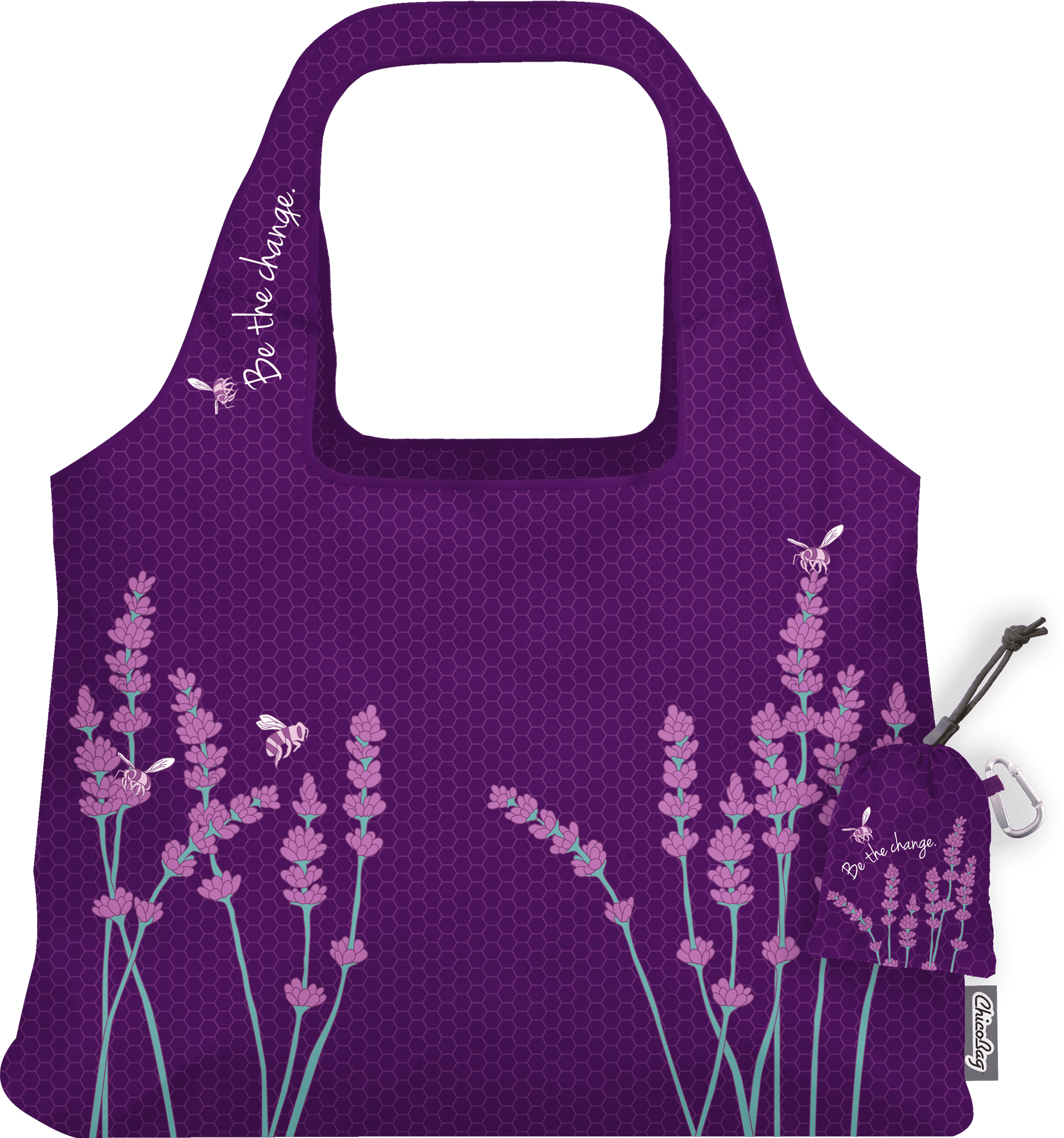 Eco Friendly Reusable Tote Bag In Pouch with Carabiner Clip Dog Cat Pet Designs 