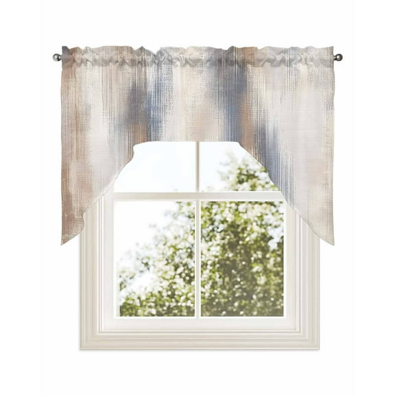 Beige Gray Kitchen Curtains Swag Valance for Windows/Bathroom/Cafe, Abstract Grunge Mottled Neutral Texture Rod Pocket Drape Panel Swag Curtains Valance for Bedroom/Living Room 56"x36"