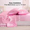 thumbnail image 4 of Luxury Satin King Sheet Set, Pink 4-Piece, Silky Deep Pocket Fitted Sheet for Hair and Skin, 4 of 8