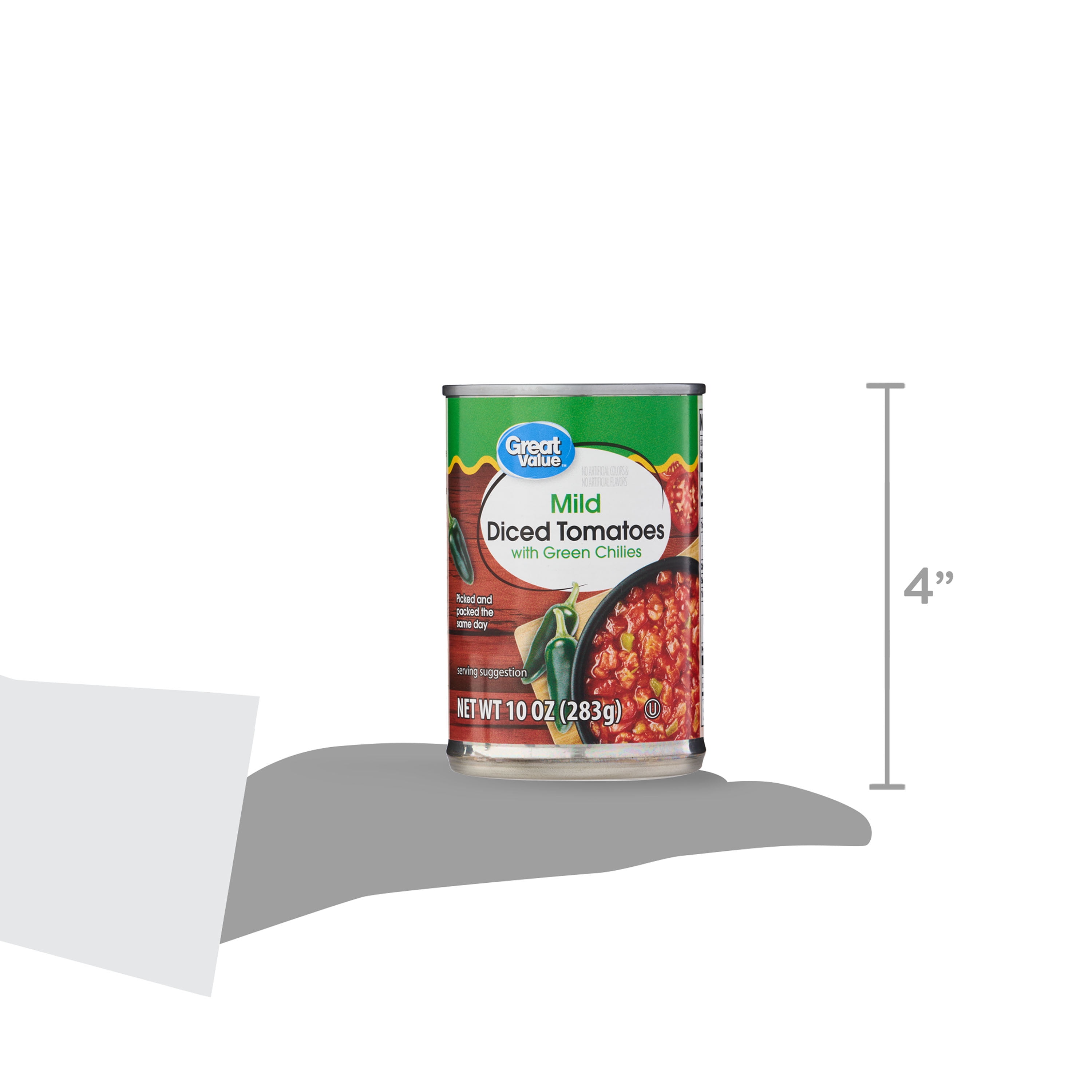 (12 pack) Great Value Mild Diced Tomatoes with Green Chilies, 10 oz