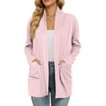 thumbnail image 2 of Resicozy Thin Cardigans for Women Casual Lightweight with Pocketes Solid Color Long Sleeve Open Front Cardigan Light pink 2XL, 2 of 4