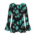thumbnail image 4 of Fatuov Long Sleeve Tops for Women Button V-Neck Trendy Casual Blouses Fall Fashion Pleated Boho Floral Graphic T-shirts Clothes Multicolor S, 4 of 4